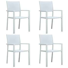 vidaXL Garden Chairs 4 pcs White Plastic Rattan Look
