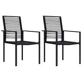vidaXL Garden Chairs 2 pcs PVC Rattan Black