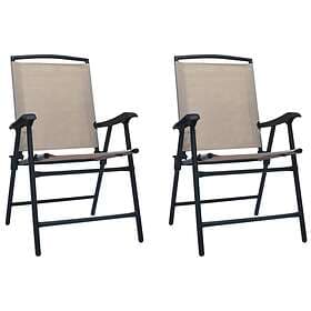 vidaXL Folding Garden Chairs 2 pcs Texilene Taupe