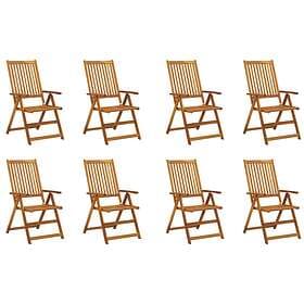 vidaXL Folding Garden Chairs 8 pcs Solid Acacia Wood