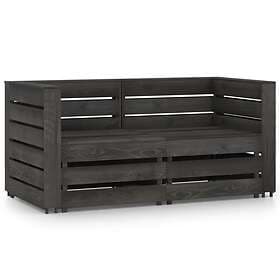 vidaXL 2-Seater Garden Sofa Grey Impregnated Pinewood