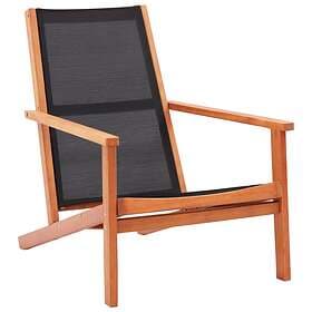 vidaXL Garden Lounge Chair Black Solid Eucalyptus Wood and Textilene