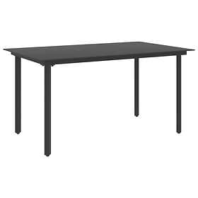 vidaXL Garden Dining Table Black 150x80x74 cm Steel and Glass