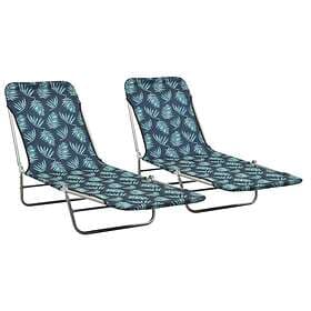 vidaXL Folding Sun Loungers 2 pcs Steel and Fabric Leaf Pattern