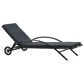 vidaXL Sun Lounger with Cushion &amp; Wheels Poly Rattan Anthracite