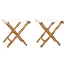 vidaXL Folding Chairs 2 pcs Solid Teak Wood and Fabric Cream White