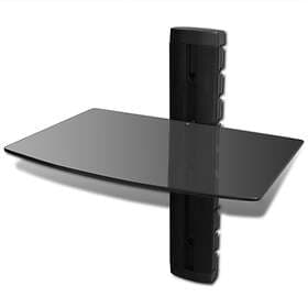 vidaXL 1-tier Wall Mounted Glass DVD Shelf Black