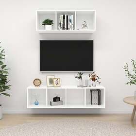vidaXL 2 Piece TV Cabinet Set White Chipboard