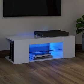 vidaXL TV Cabinet with LED Lights High Gloss White 90x39x30 cm