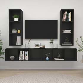 vidaXL Wall-mounted TV Cabinets 4 pcs Black Chipboard