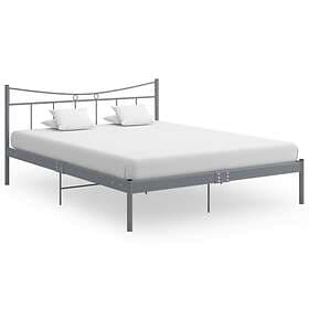 vidaXL Bed Frame Grey Metal and Plywood 160x200 cm