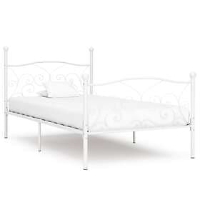 vidaXL Bed Frame with Slatted Base White Metal 90x200 cm