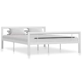 vidaXL Bed Frame White and Black Metal 160x200 cm