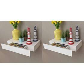 vidaXL Floating Wall Shelves with Drawers 2 pcs White 48 cm