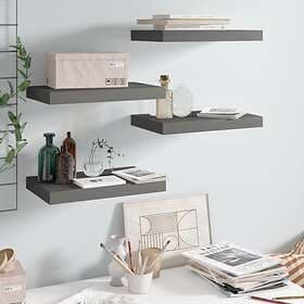 vidaXL Floating Wall Shelves 4 pcs High Gloss Grey 40x23x3.8 cm MDF