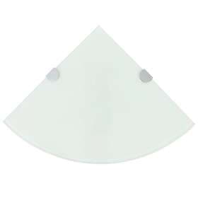 vidaXL Corner Shelf with Chrome Supports Glass White 25x25 cm