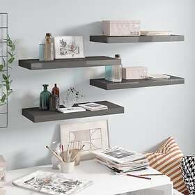 vidaXL Floating Wall Shelves 4 pcs High Gloss Grey 60x23.5x3.8 cm MDF