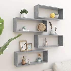 vidaXL Wall Cube Shelves 4 pcs Concrete Grey 60x15x23 cm Chipboard