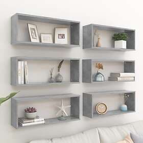 vidaXL Wall Cube Shelves 6 pcs Concrete Grey 60x15x23 cm Chipboard