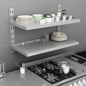 vidaXL 2-Tier Floating Wall Shelf Stainless Steel 100x30 cm