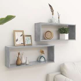 vidaXL Wall Cube Shelves 2 pcs Concrete Grey 60x15x23 cm Chipboard