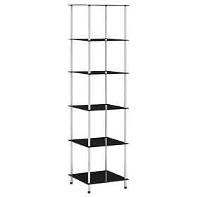 vidaXL 6-Tier Shelf Black 40x40x160 cm Tempered Glass