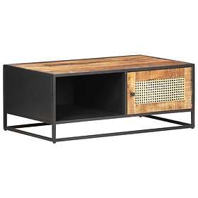 vidaXL Coffee Table 90x50x35 cm Rough Mango Wood and Natural Cane