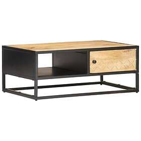 vidaXL Coffee Table with Carved Door 90x55x36 cm Rough Mango Wood