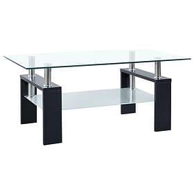 vidaXL Coffee Table Black and Transparent 95x55x40 cm Tempered Glass