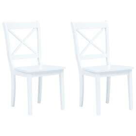vidaXL Dining Chairs 2 pcs White Solid Rubber Wood
