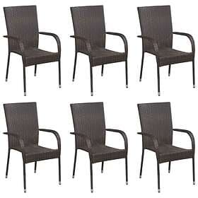 vidaXL Stackable Outdoor Chairs 6 pcs Poly Rattan Brown