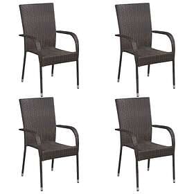 vidaXL Stackable Outdoor Chairs 4 pcs Poly Rattan Brown
