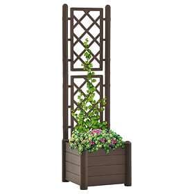 vidaXL Garden Planter with Trellis 43x43x142 cm PP Mocha