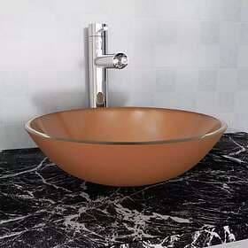 vidaXL Basin Tempered Glass 42 cm Brown