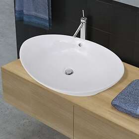 vidaXL Luxury Ceramic Basin Oval with Overflow 59 x 38.5 cm