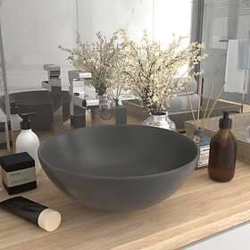 vidaXL Bathroom Sink Ceramic Dark Grey Round
