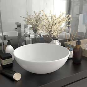 vidaXL Bathroom Sink Ceramic Matt White Round