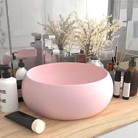 vidaXL Luxury Wash Basin Round Matt Pink 40x15 cm Ceramic