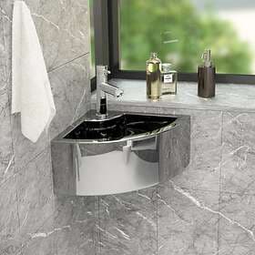 vidaXL Wash Basin with Overflow 45x32x12.5 cm Ceramic Silver