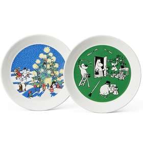 Arabia Mumin Drawing & Christmas Plate Ø19cm 2-pack