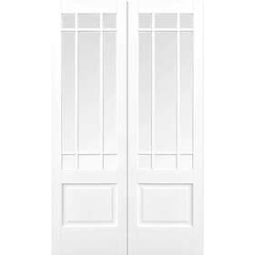 LPD Downham Solid Core Pair White Primed Clear Bevelled Glazing 1981x1168mm