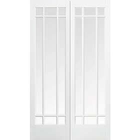 LPD Manhattan Solid Core Pair White Primed Clear Bevelled Glazing 1981x1168mm