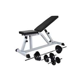 vidaXL Ab Trainer with Barbell and Dumbbells 30.5kg