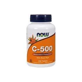 Now Foods Vitamin C-500 with Rose Hips 250 Tabletter