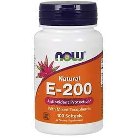 Now Foods Natural E-200 Mixed Tocopherol 100 Capsules