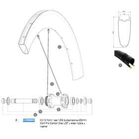 Mavic Spokes Comete Pro Carbon Disc Tdf Front/rear Left 12 Units Svart 256 mm