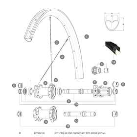 Mavic Xa Pro Carbon 29 2017-18 Rear Right 12 Units Spokes Svart 287 mm