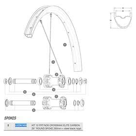 Mavic Spokes Crossmax Elite Carbon 29 Front/rear Left 12 Units Svart 290 mm