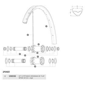 Mavic E-crossmax 29 Front/rear Left 14 Units Spokes Svart 301 mm
