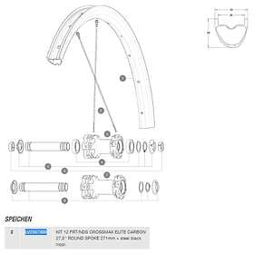 Mavic Spokes Crossmax Elite Carbon 27.5 Front/rear Left 12 Units Svart 271 mm